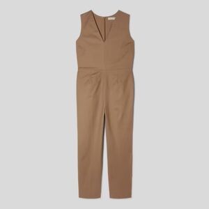 Everlane The Structured V-Neck Cotton Jumpsuit - Toasted Coconut